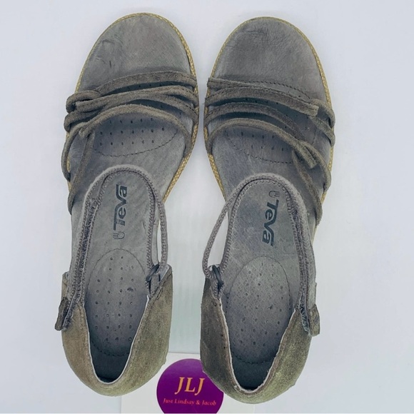 Teva Women's Riviera Taupe Suede Leather Wedge Strappy Sandals 1003968 Size 6 - Picture 6 of 8